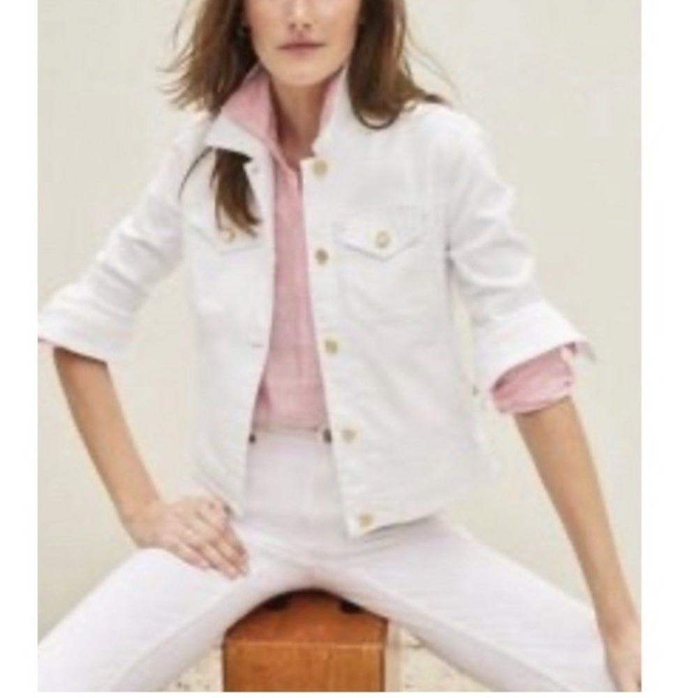 J McLaughlin Denim White Jacket Size L Golden Button